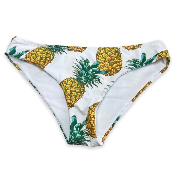 NEW White Pineapple Print Bikini Bottoms Women’s Size XS Swimwear Bathing Suit - Picture 1 of 5
